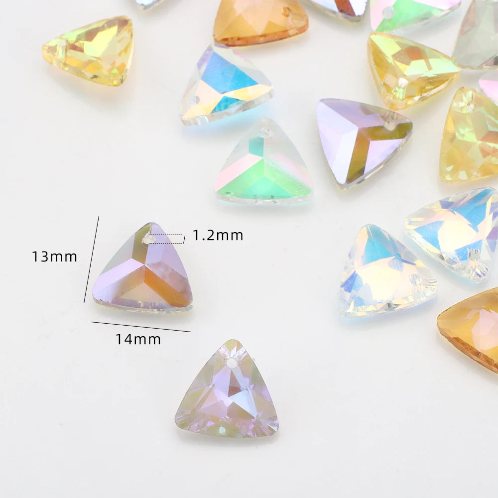 Crystal Glass Triangle Pendants Loose Gem Beads