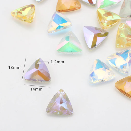 Crystal Glass Triangle Pendants Loose Gem Beads