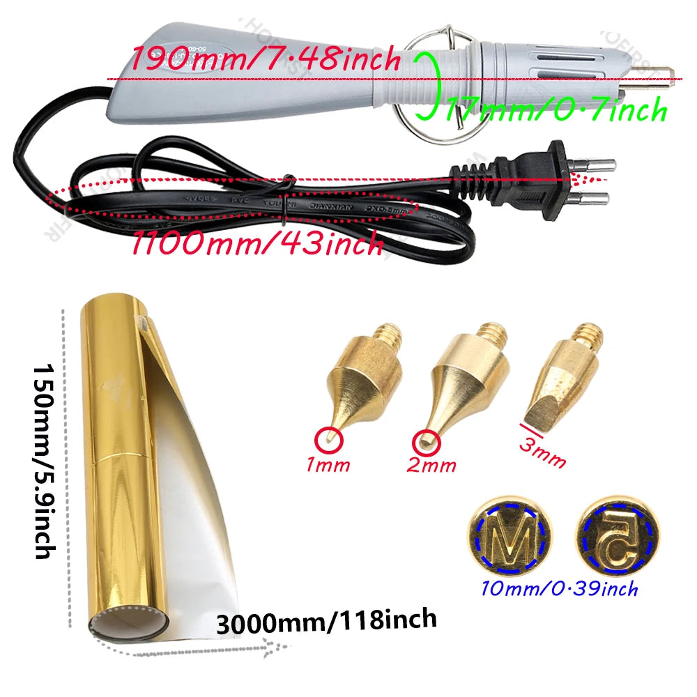 EU Plug Heated Foil Pen Hot Stamping Applicator Kit