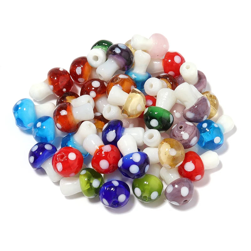 Colourful Lampwork Beads Glass Mushroom