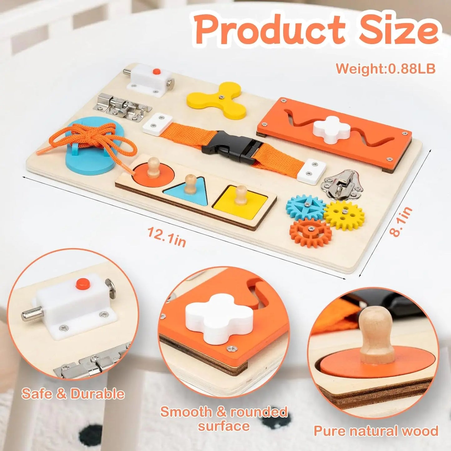 Wooden Activity Sensory Board for Fine Motor Skills
