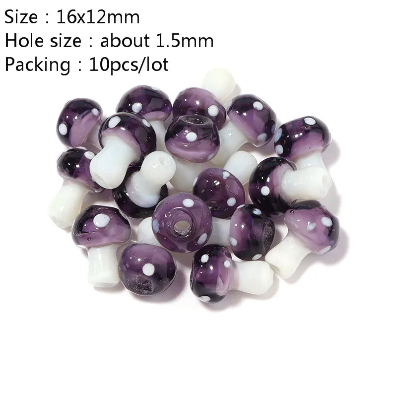 Colourful Lampwork Beads Glass Mushroom