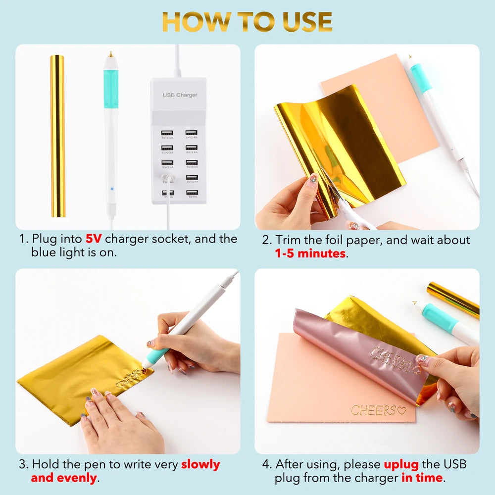 USB Powered Hot Foil Pen Set 0.8mm Heat