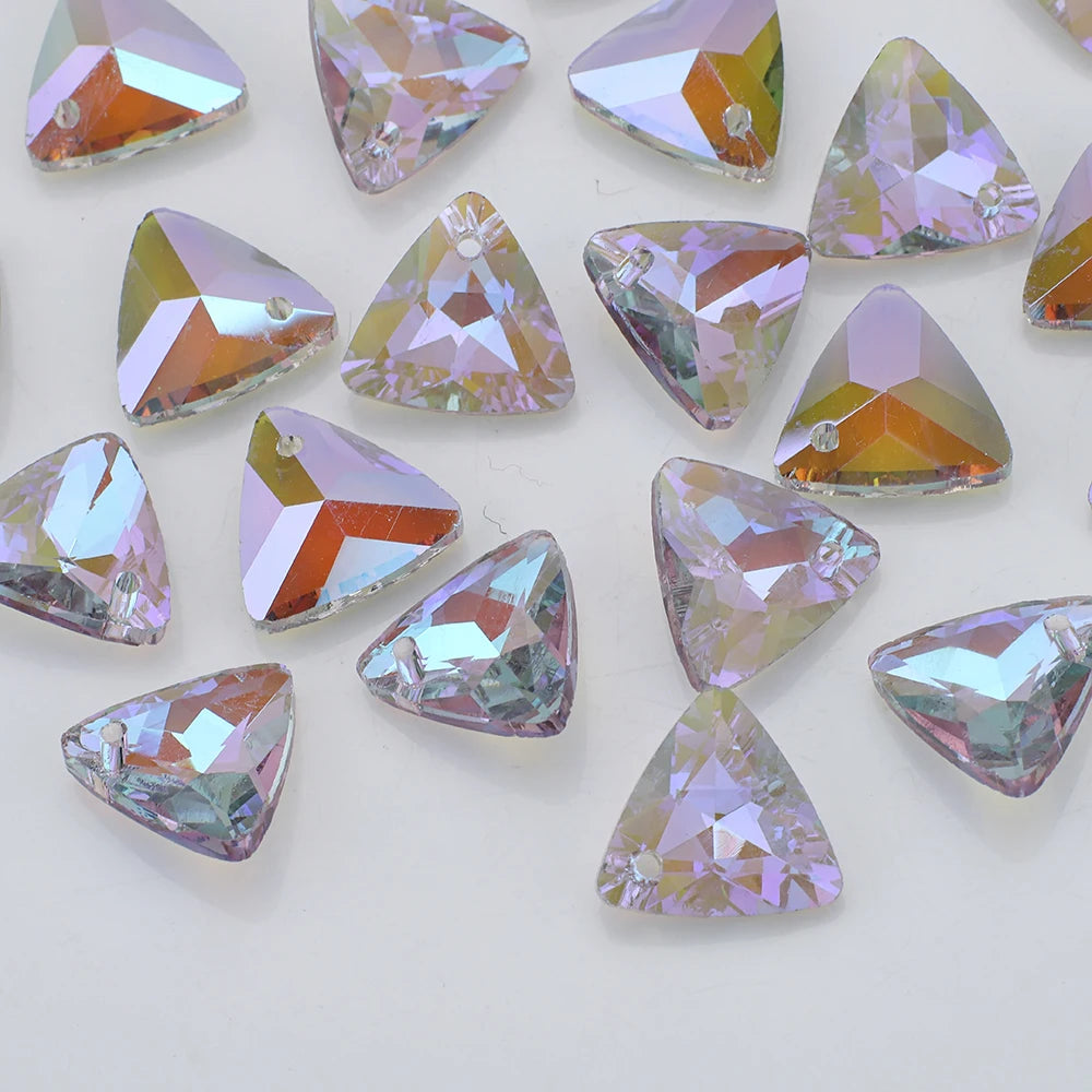 Crystal Glass Triangle Pendants Loose Gem Beads