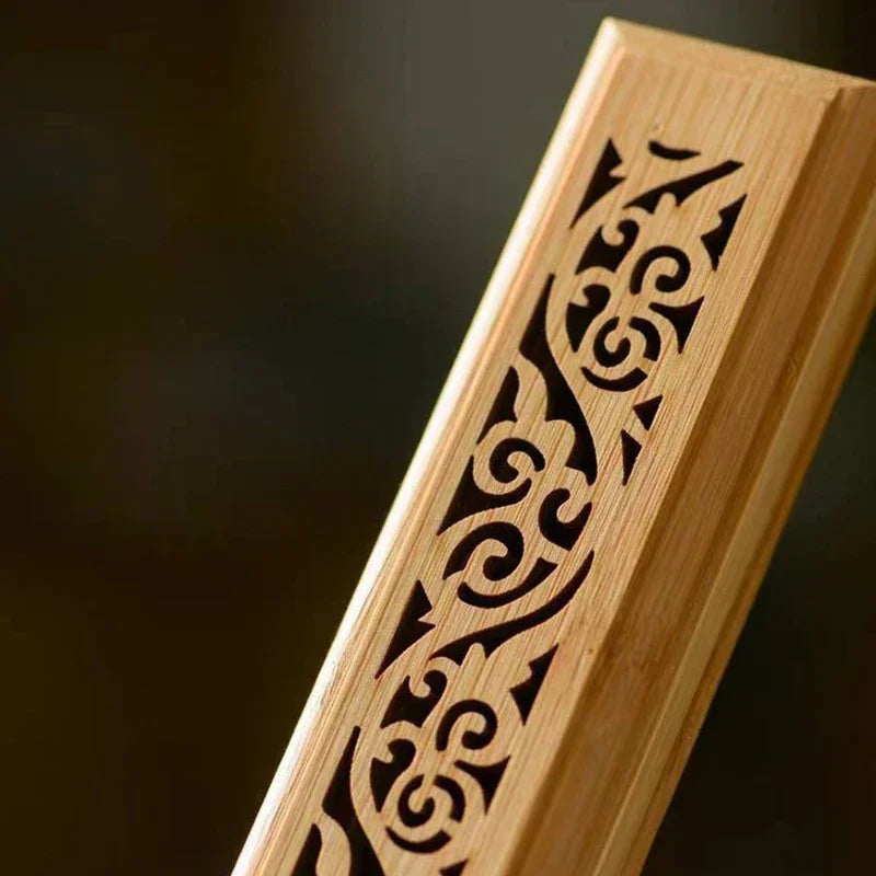 1pc Natural Bamboo Incense Burner With Laying Plate
