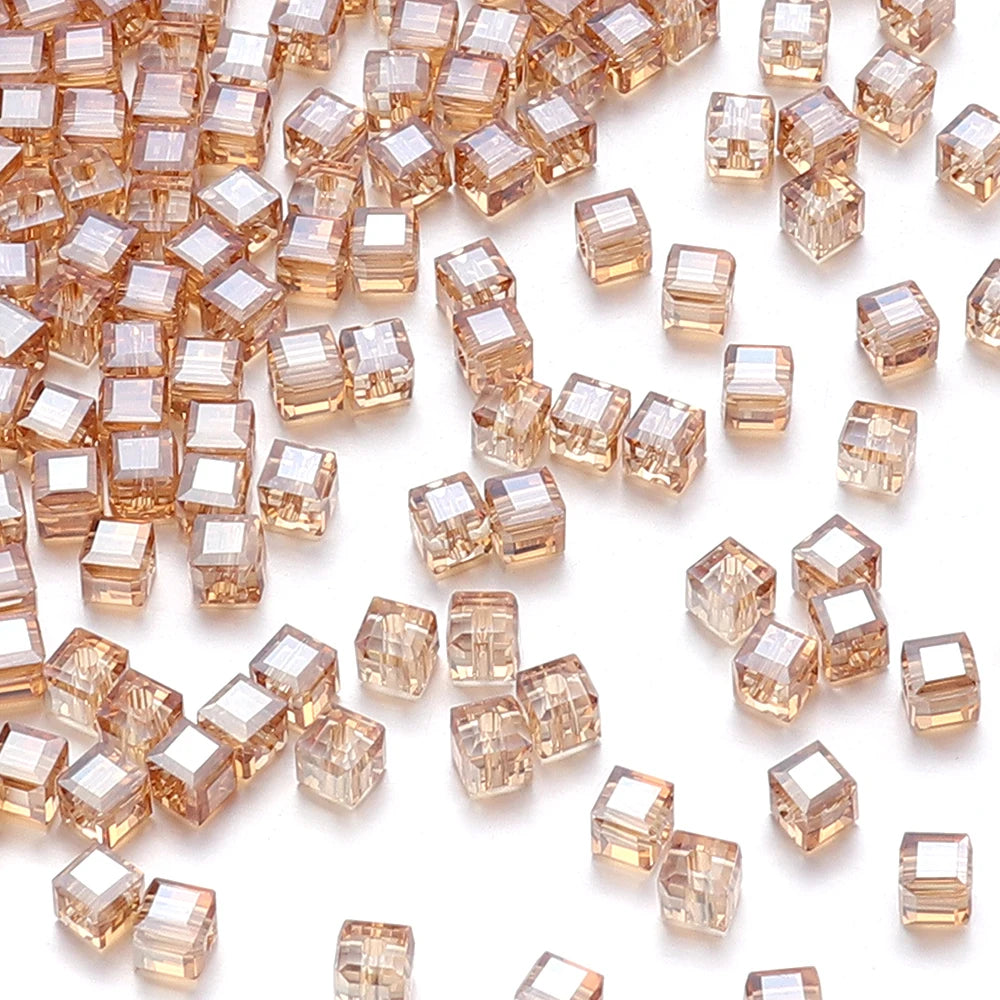 Square Faceted Glass Crystal Beads