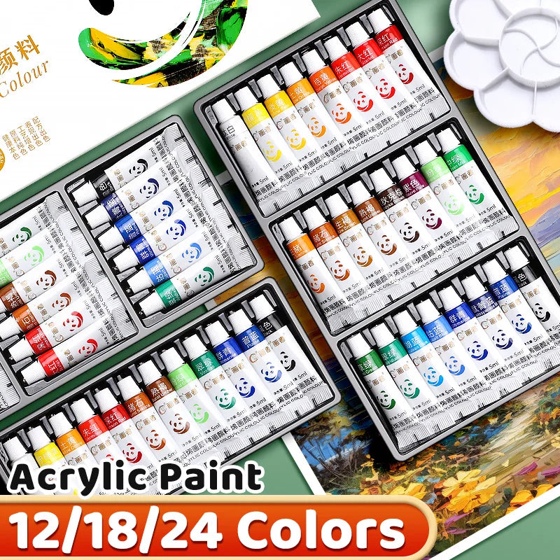 Acrylic Paint Set 12/18/24 Colors 5ml/0.17ozk