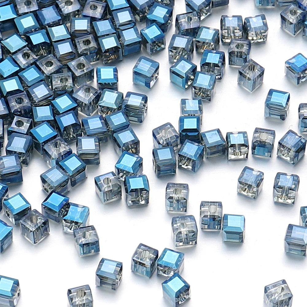 Square Faceted Glass Crystal Beads