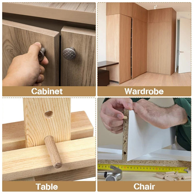 Round Fluted Wood Craft Dowel Pins