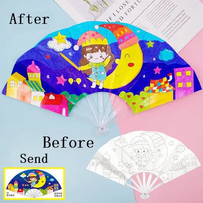 Painting Summer Fan DIY Toys For Children