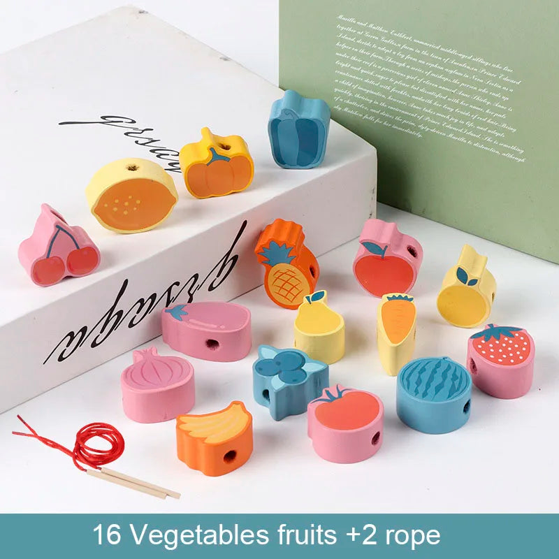 Kids Montessori Wooden Lacing Toy