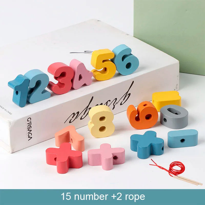 Kids Montessori Wooden Lacing Toy