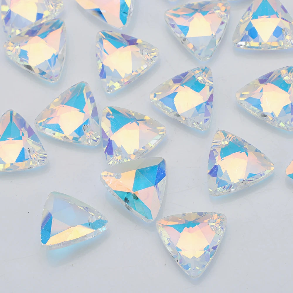 Crystal Glass Triangle Pendants Loose Gem Beads