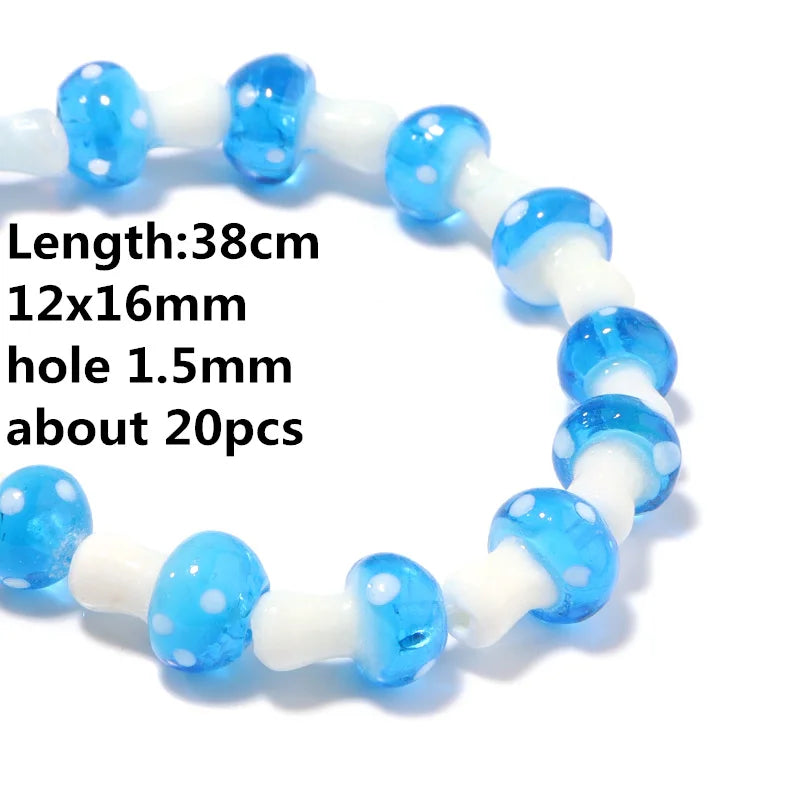 Colourful Lampwork Beads Glass Mushroom