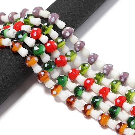 Colourful Lampwork Beads Glass Mushroom