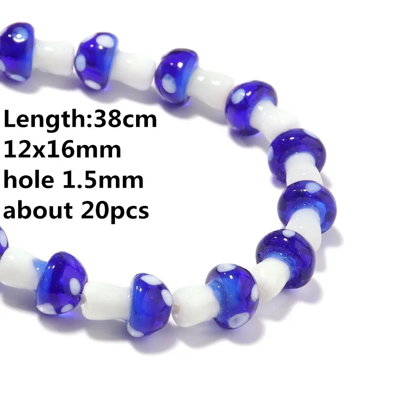 Colourful Lampwork Beads Glass Mushroom