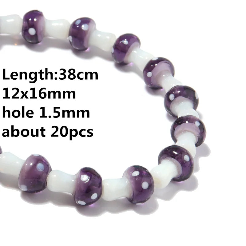 Colourful Lampwork Beads Glass Mushroom