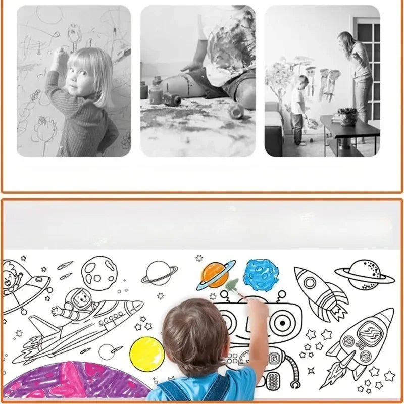 300CM DIY Drawing Roll Sticky Color Filling Paper