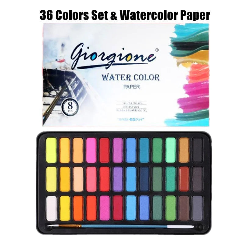 Professional Watercolors Set 24/36 Colors Pigment