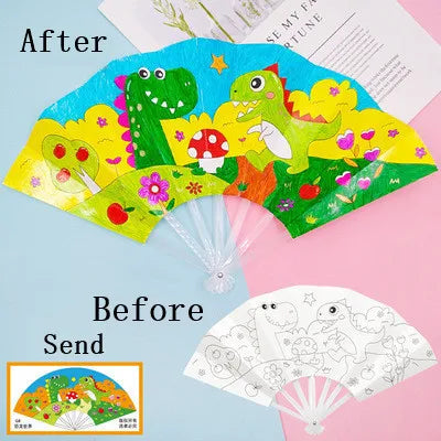 Painting Summer Fan DIY Toys For Children