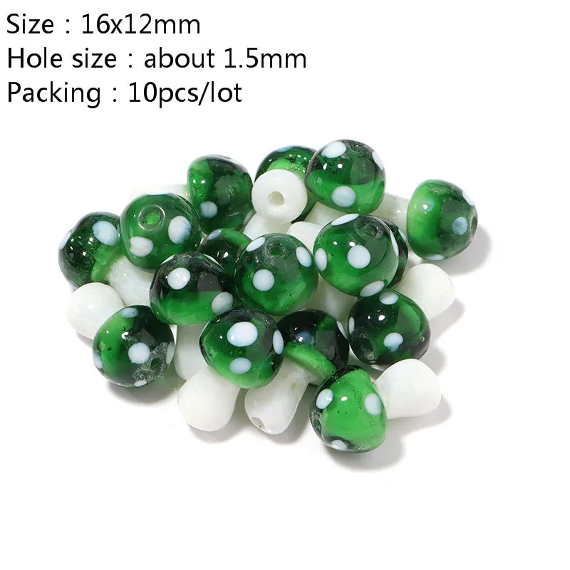 Colourful Lampwork Beads Glass Mushroom
