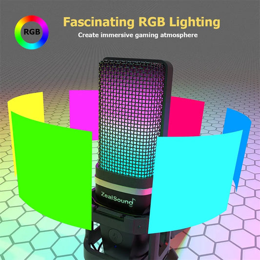 RGB Recording Microphone With Articulated Arm/USB Condenser
