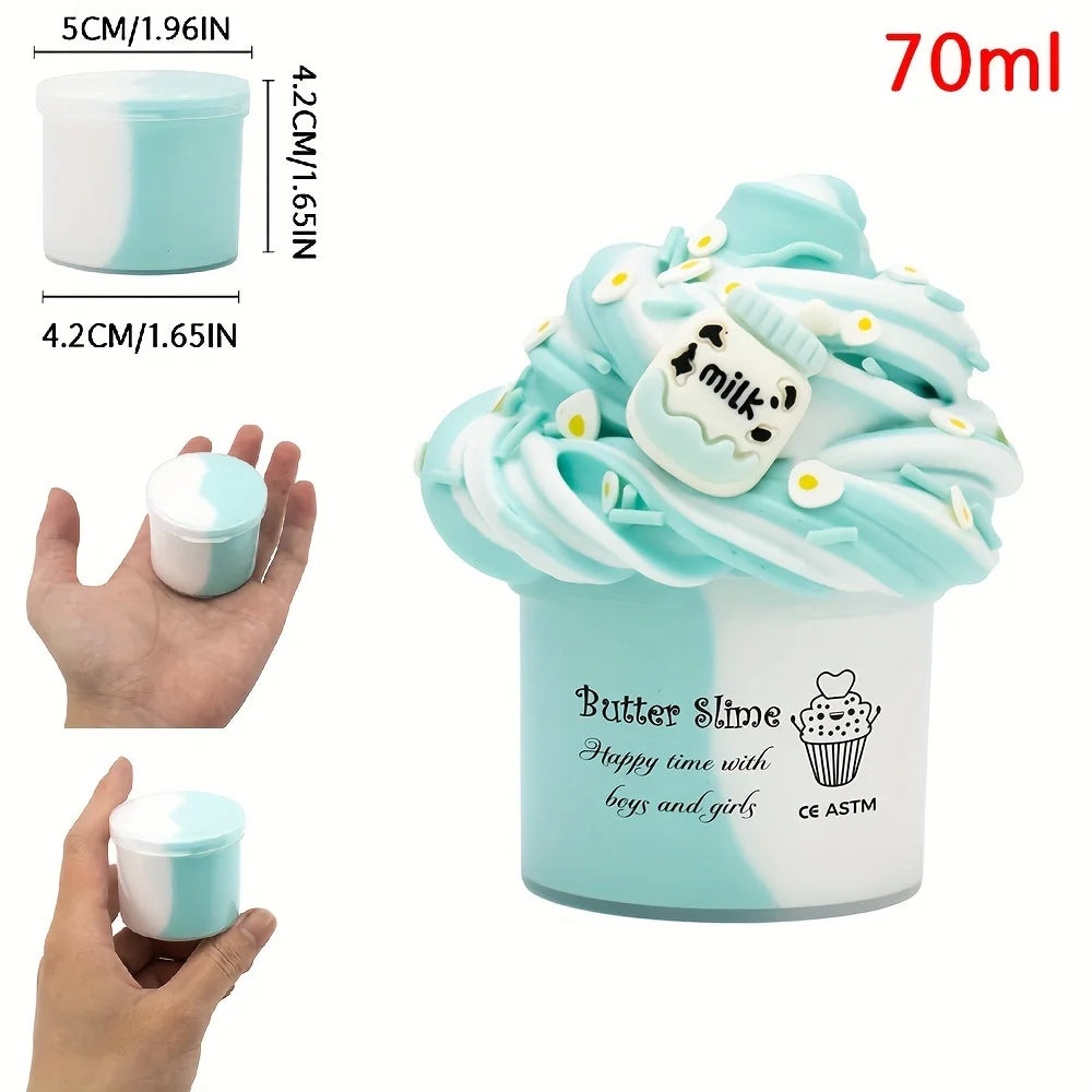2.37oz Fluffy Two-Tone Butter Slime Super Soft Clay
