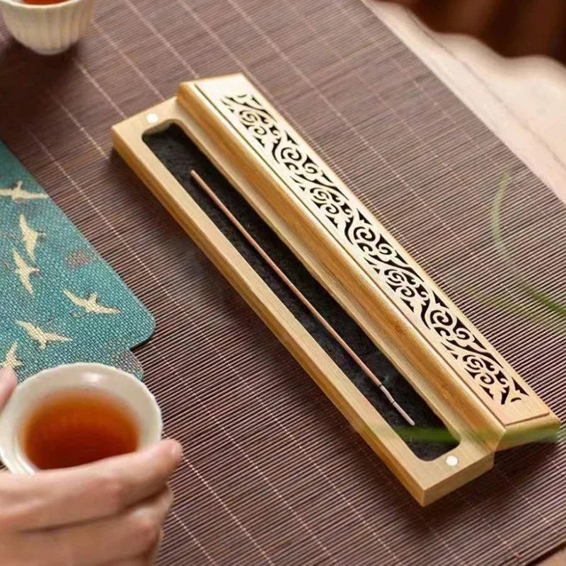 1pc Natural Bamboo Incense Burner With Laying Plate