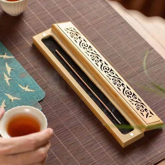 1pc Natural Bamboo Incense Burner With Laying Plate