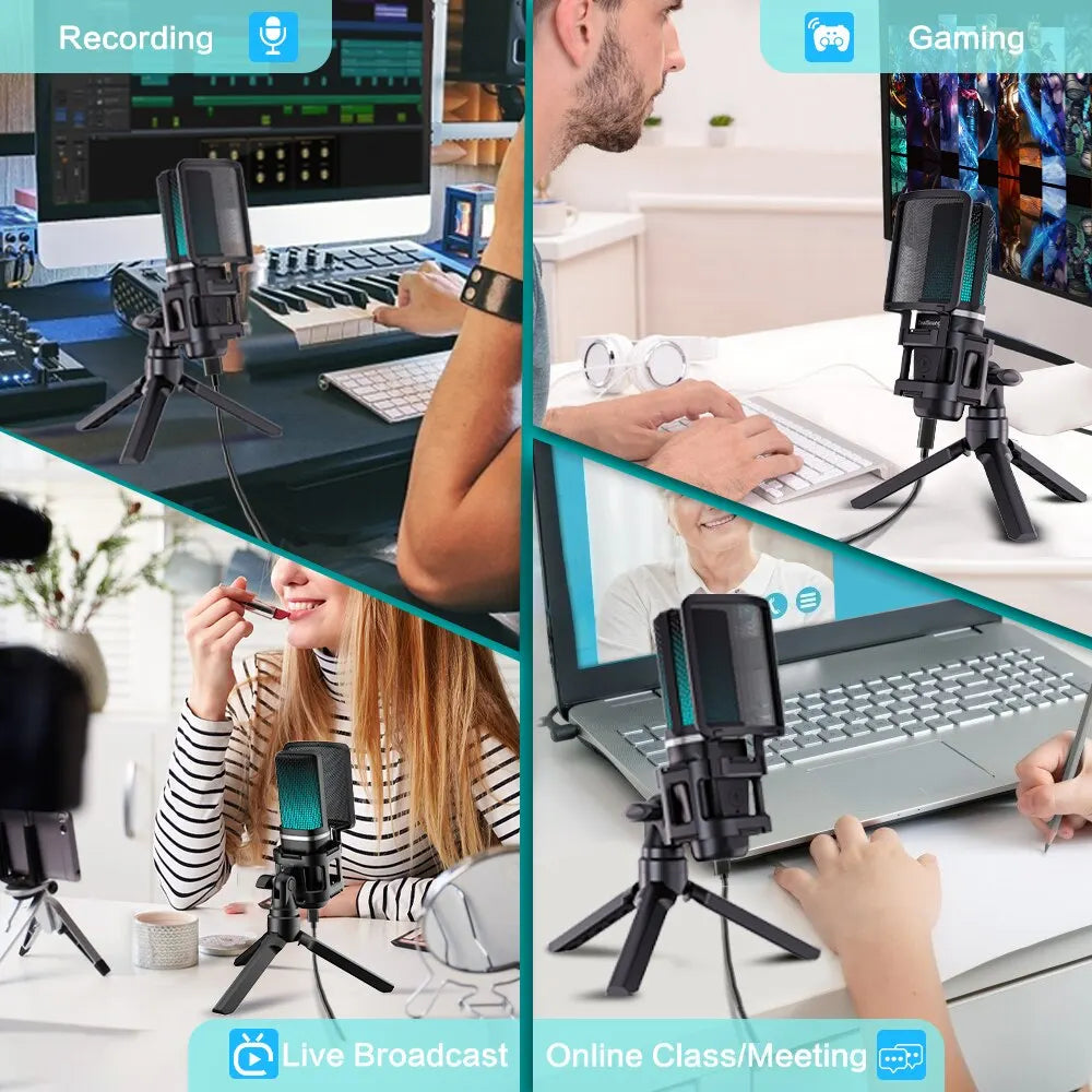 RGB Recording Microphone With Articulated Arm/USB Condenser