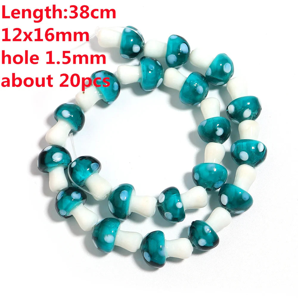 Colourful Lampwork Beads Glass Mushroom