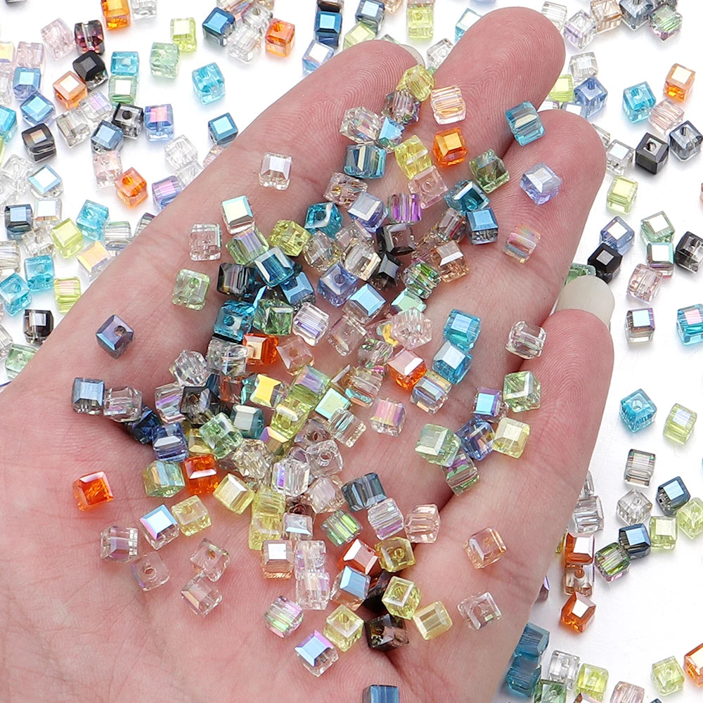 Square Faceted Glass Crystal Beads
