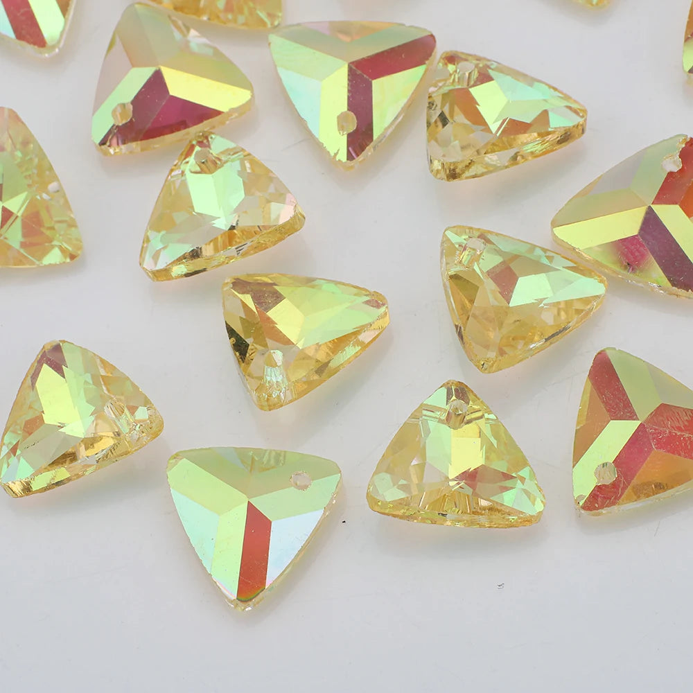 Crystal Glass Triangle Pendants Loose Gem Beads