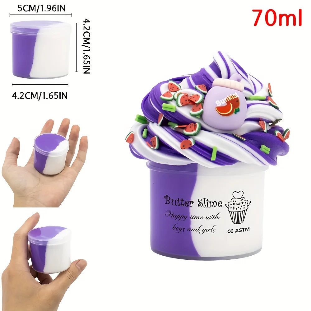 2.37oz Fluffy Two-Tone Butter Slime Super Soft Clay