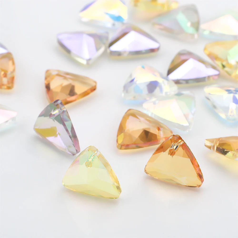 Crystal Glass Triangle Pendants Loose Gem Beads