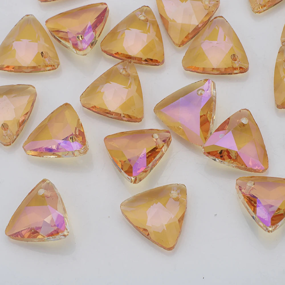 Crystal Glass Triangle Pendants Loose Gem Beads
