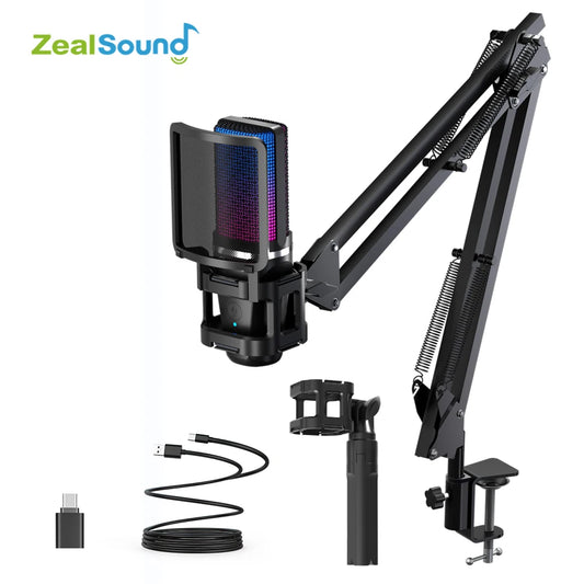 RGB Recording Microphone With Articulated Arm/USB Condenser
