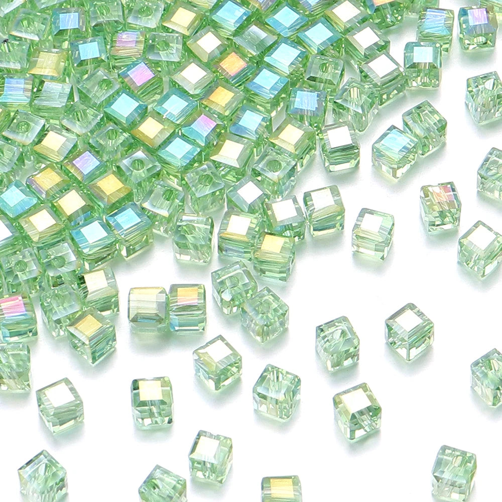 Square Faceted Glass Crystal Beads