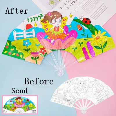 Painting Summer Fan DIY Toys For Children