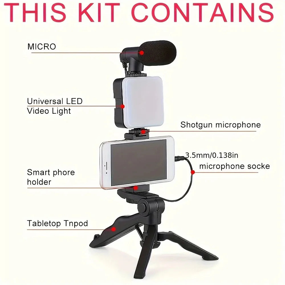 Smartphone Vlogging Kit With Tripod Phone Holder