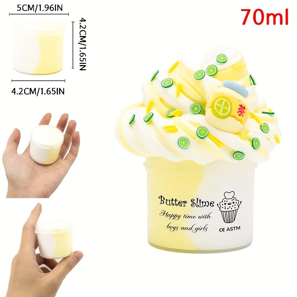 2.37oz Fluffy Two-Tone Butter Slime Super Soft Clay