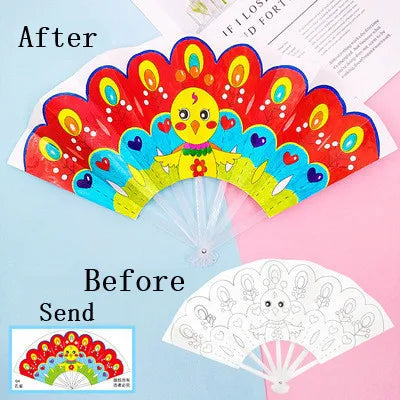 Painting Summer Fan DIY Toys For Children