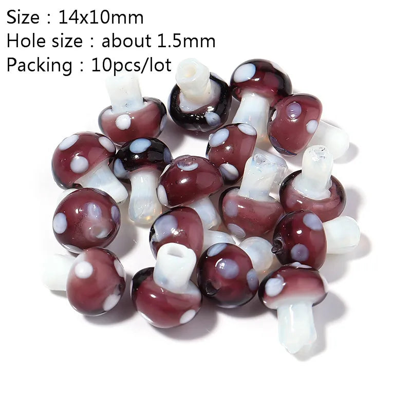 Colourful Lampwork Beads Glass Mushroom