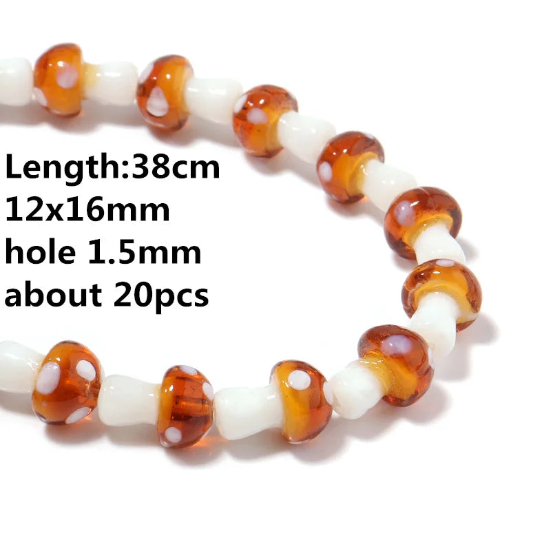 Colourful Lampwork Beads Glass Mushroom