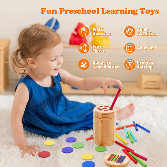 Montessori Wooden Toys Color Sorting Fine Motor