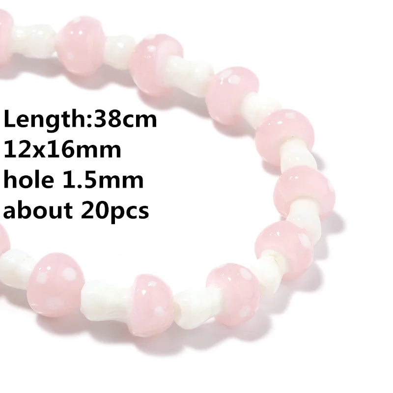 Colourful Lampwork Beads Glass Mushroom