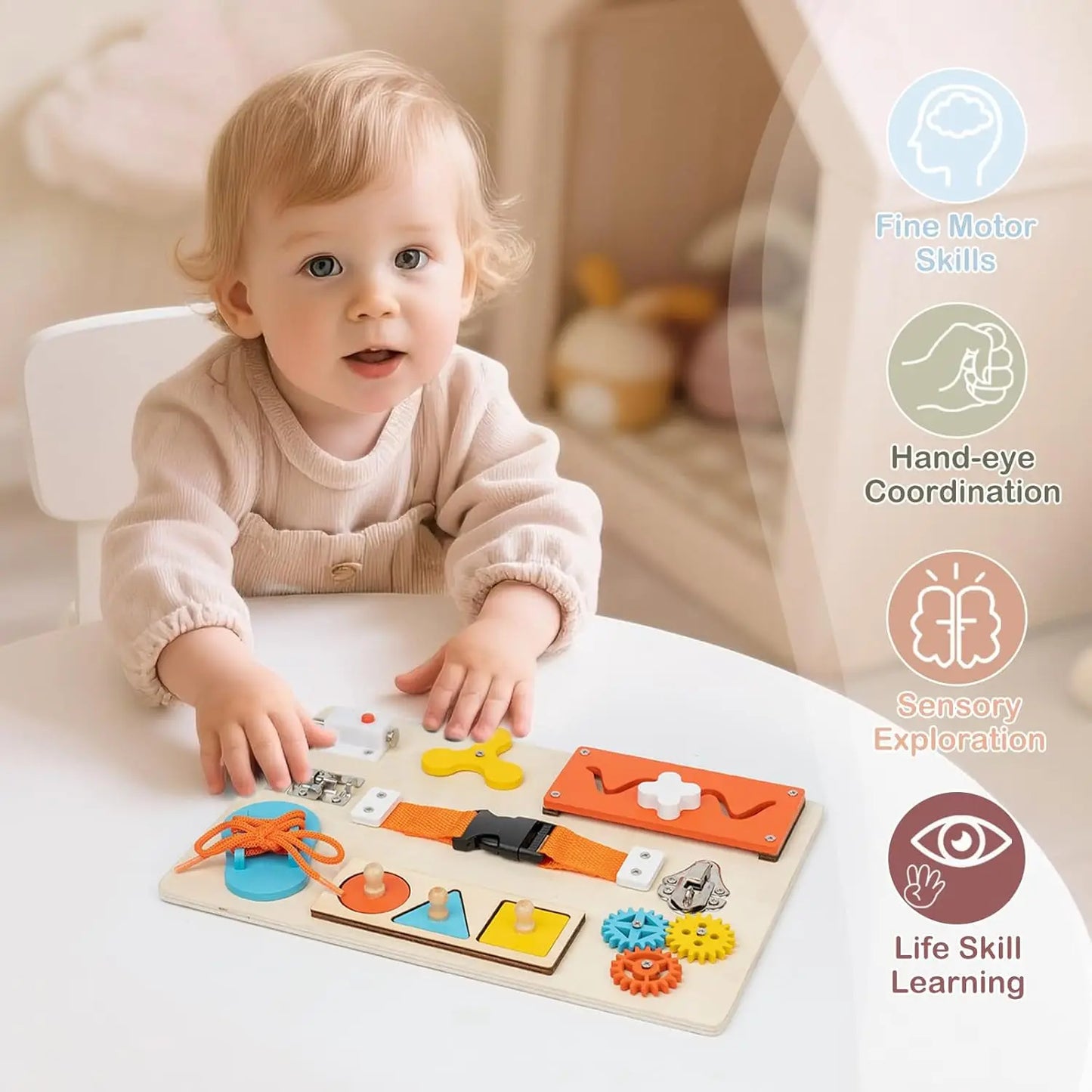 Wooden Activity Sensory Board for Fine Motor Skills