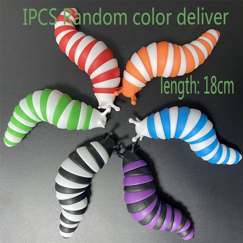 3D Colorful Slug Snail Toy Articulated Flexible