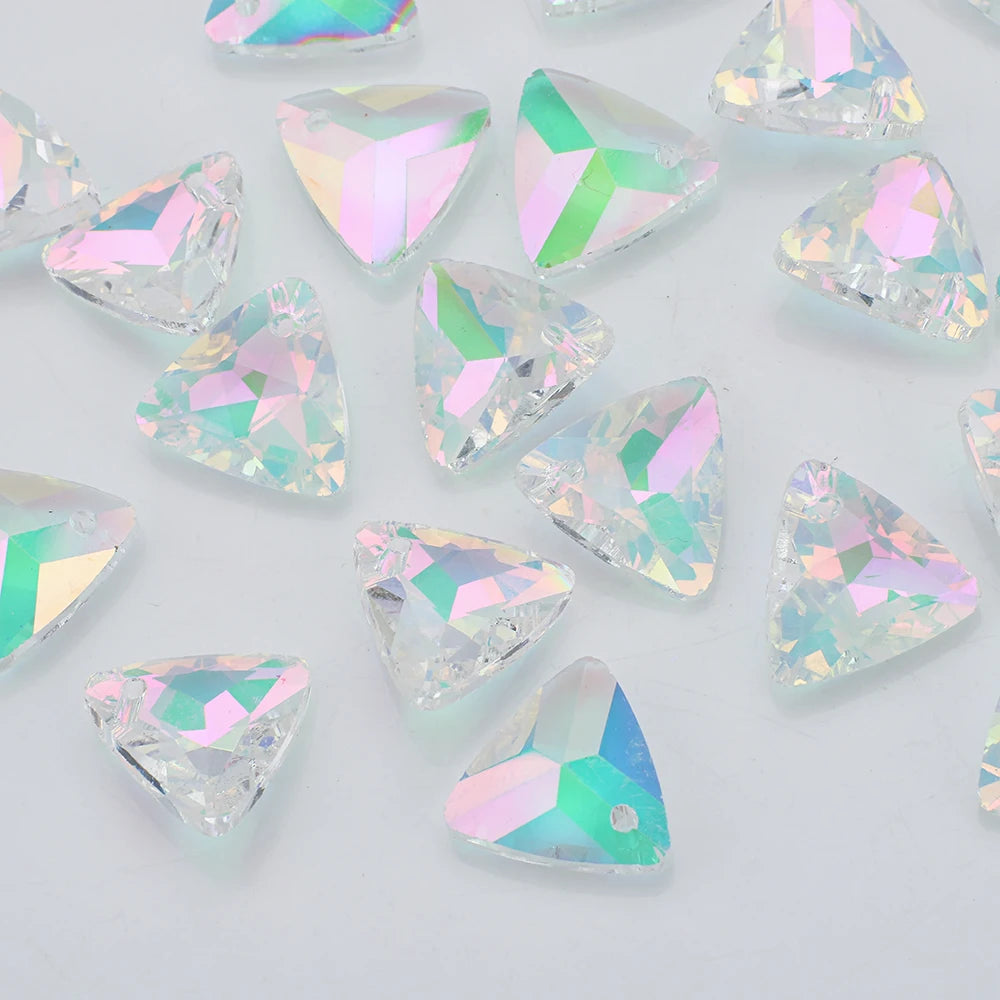 Crystal Glass Triangle Pendants Loose Gem Beads