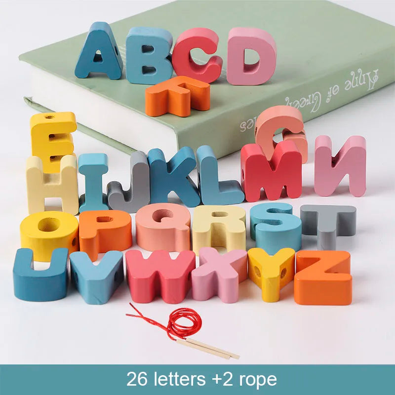 Kids Montessori Wooden Lacing Toy